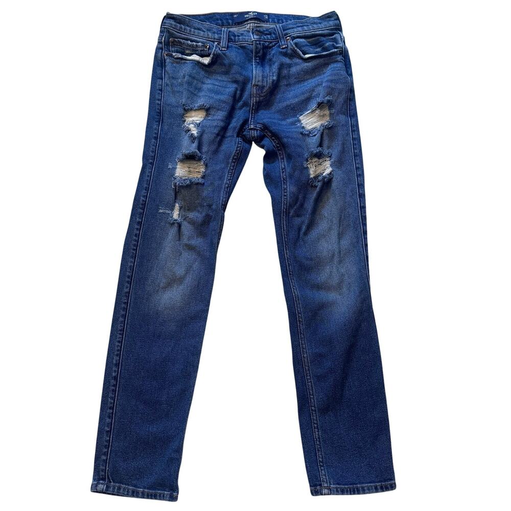 Hollister Men’s Epic Flex Skinny Jeans 29x30 Dark Medium Wash Distressed